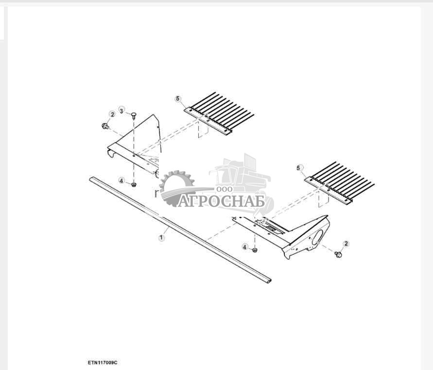 Верхнее решето системы очистки без соломоразбрасывателя 
